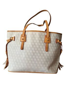 Dooney & Bourke Tan Trim Cream Monogram Tote